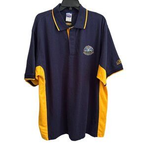 Vtg NFL Super Bowl XXXVII Polo Shirt XL PlayDry Moisture-Wicking Navy & Yellow